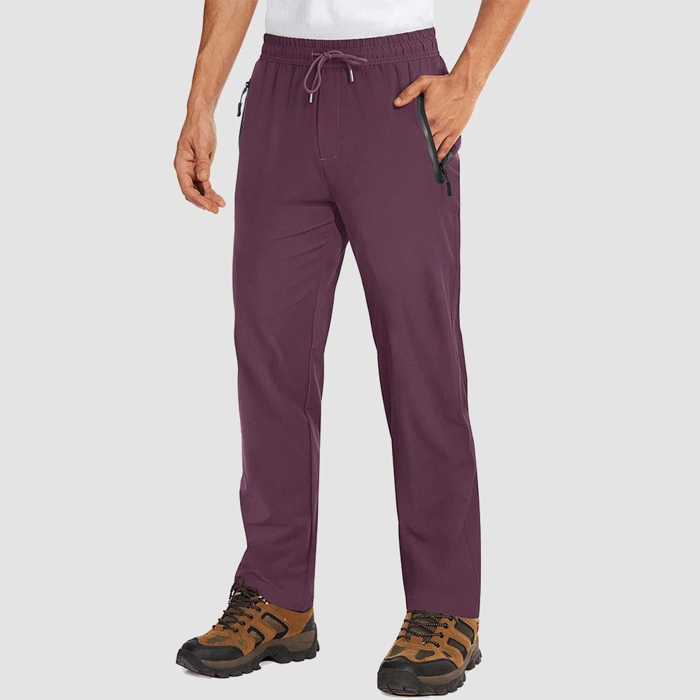 TACVASEN Purple Red Men's Lightweight Quick Dry Hiking SweatPants with Zipper Pockets
