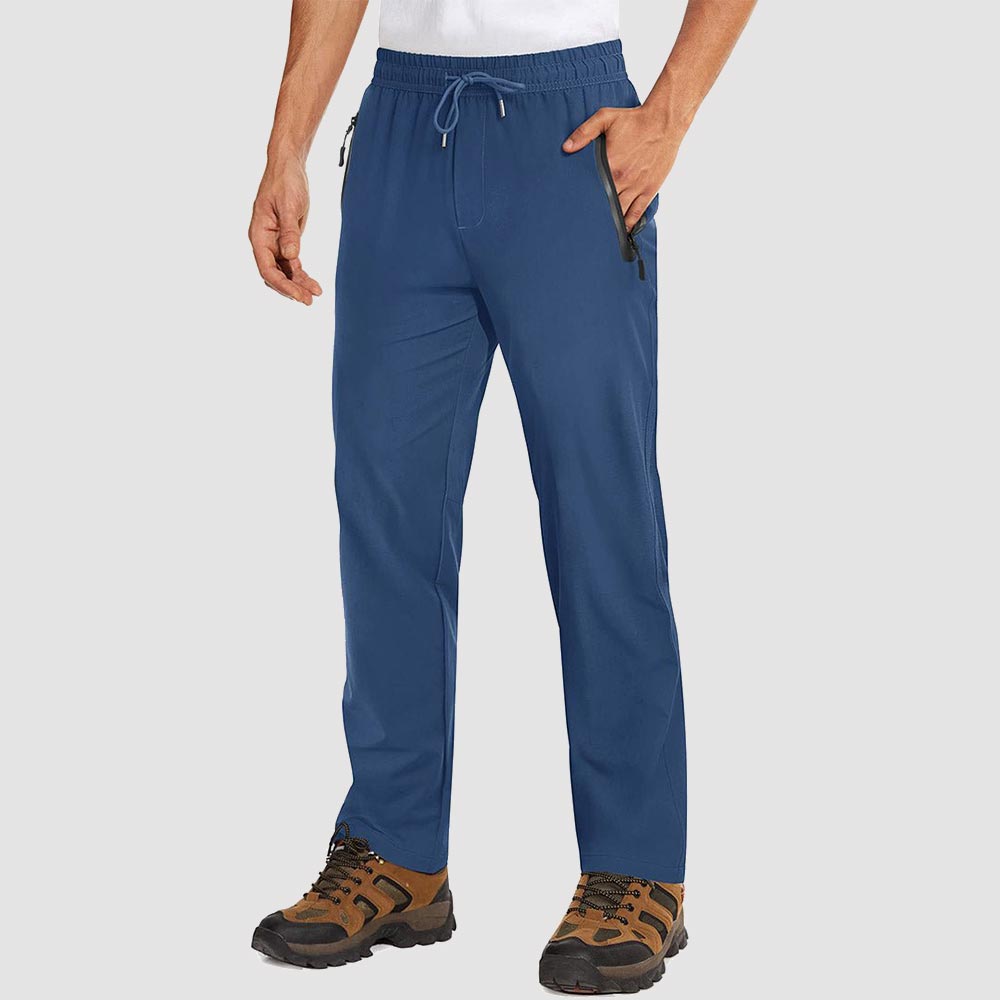 TACVASEN Blue Grey Men's Lightweight Quick Dry Hiking SweatPants with Zipper Pockets