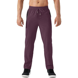 TACVASEN Black Men's Lightweight Quick Dry Hiking SweatPants with Zipper Pockets