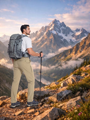 TACVASEN Khaki Men's Lightweight Quick Dry Ripstop Water Resistant Hiking Pants