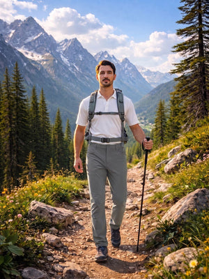TACVASEN Light Grey Men's Lightweight Quick Dry Ripstop Water Resistant Hiking Pants