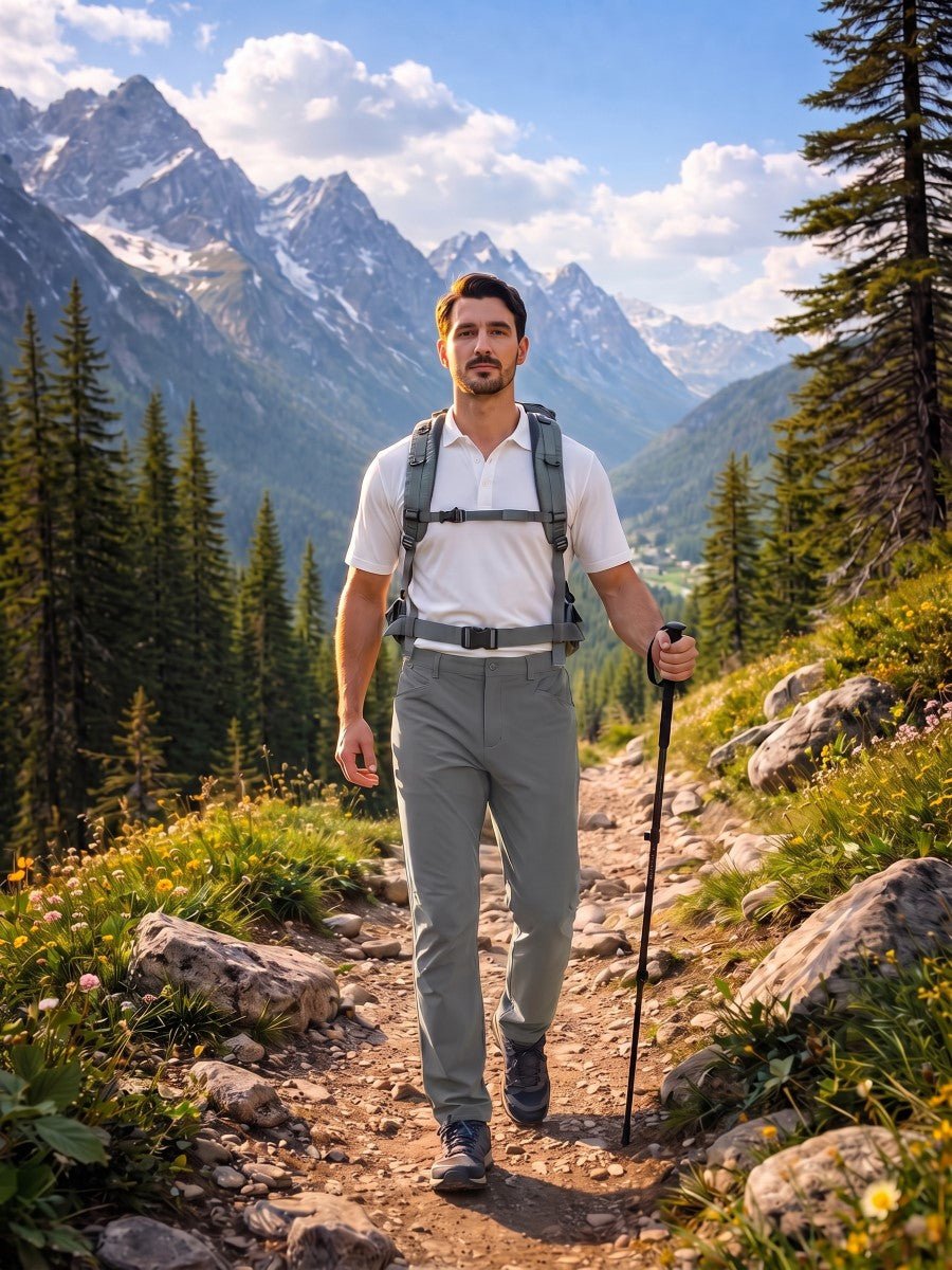 TACVASEN Light Grey Men's Lightweight Quick Dry Ripstop Water Resistant Hiking Pants