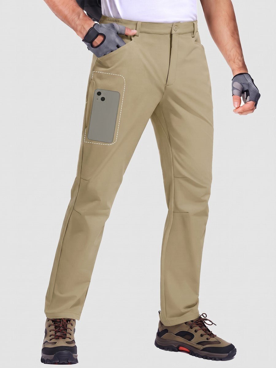 TACVASEN Khaki Men's Lightweight Quick Dry Ripstop Water Resistant Hiking Pants