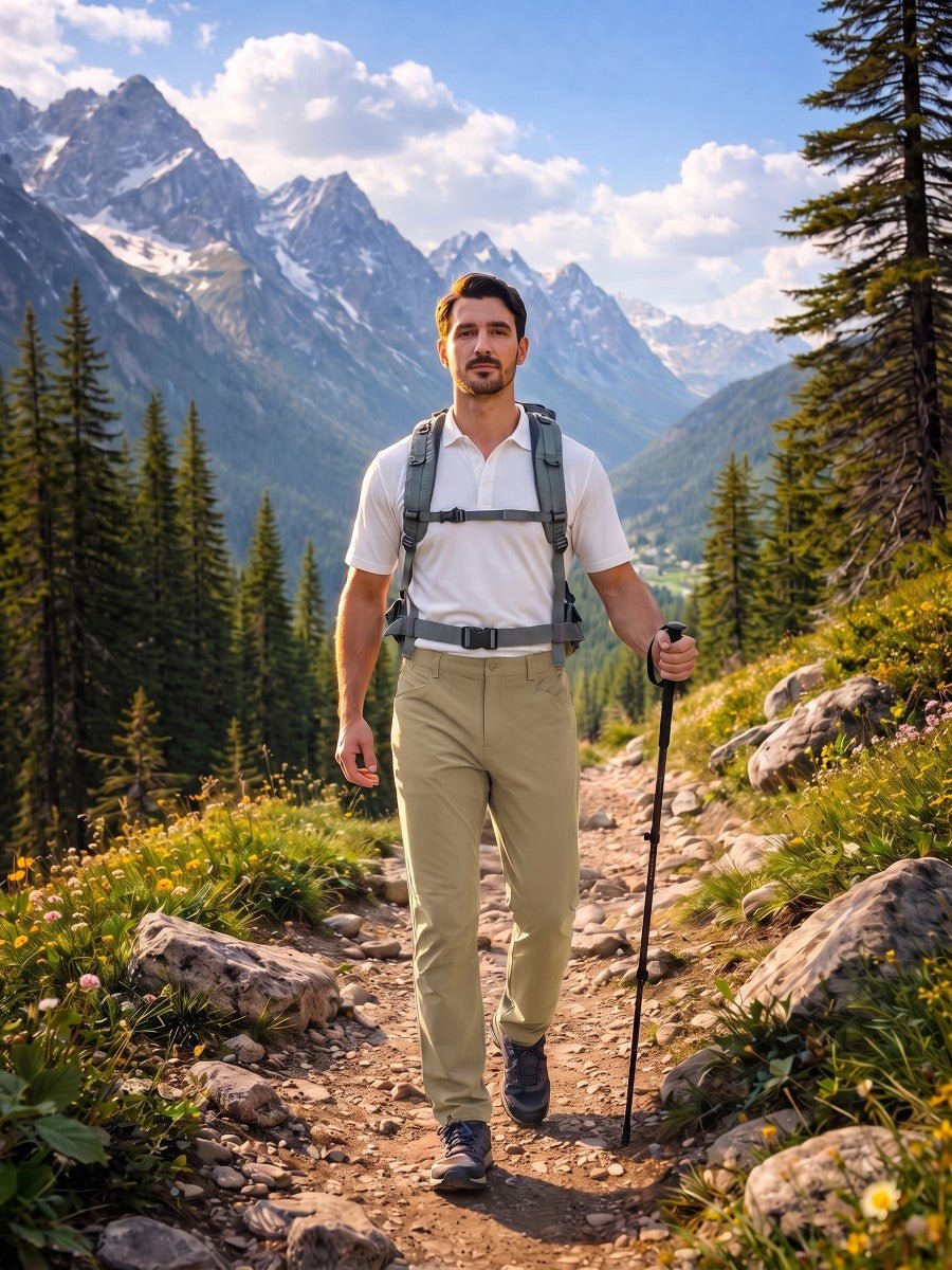 TACVASEN Khaki Men's Lightweight Quick Dry Ripstop Water Resistant Hiking Pants
