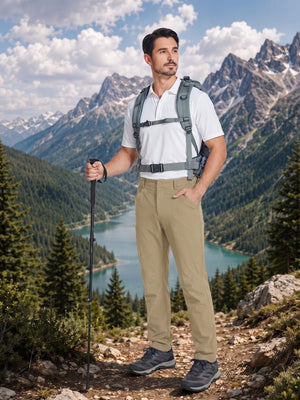 TACVASEN Khaki Men's Lightweight Quick Dry Ripstop Water Resistant Hiking Pants