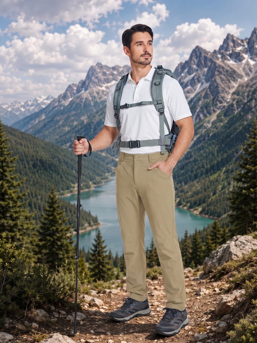 TACVASEN Khaki Men's Lightweight Quick Dry Ripstop Water Resistant Hiking Pants