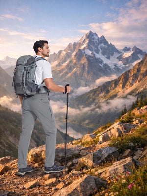 TACVASEN Light Grey Men's Lightweight Quick Dry Ripstop Water Resistant Hiking Pants