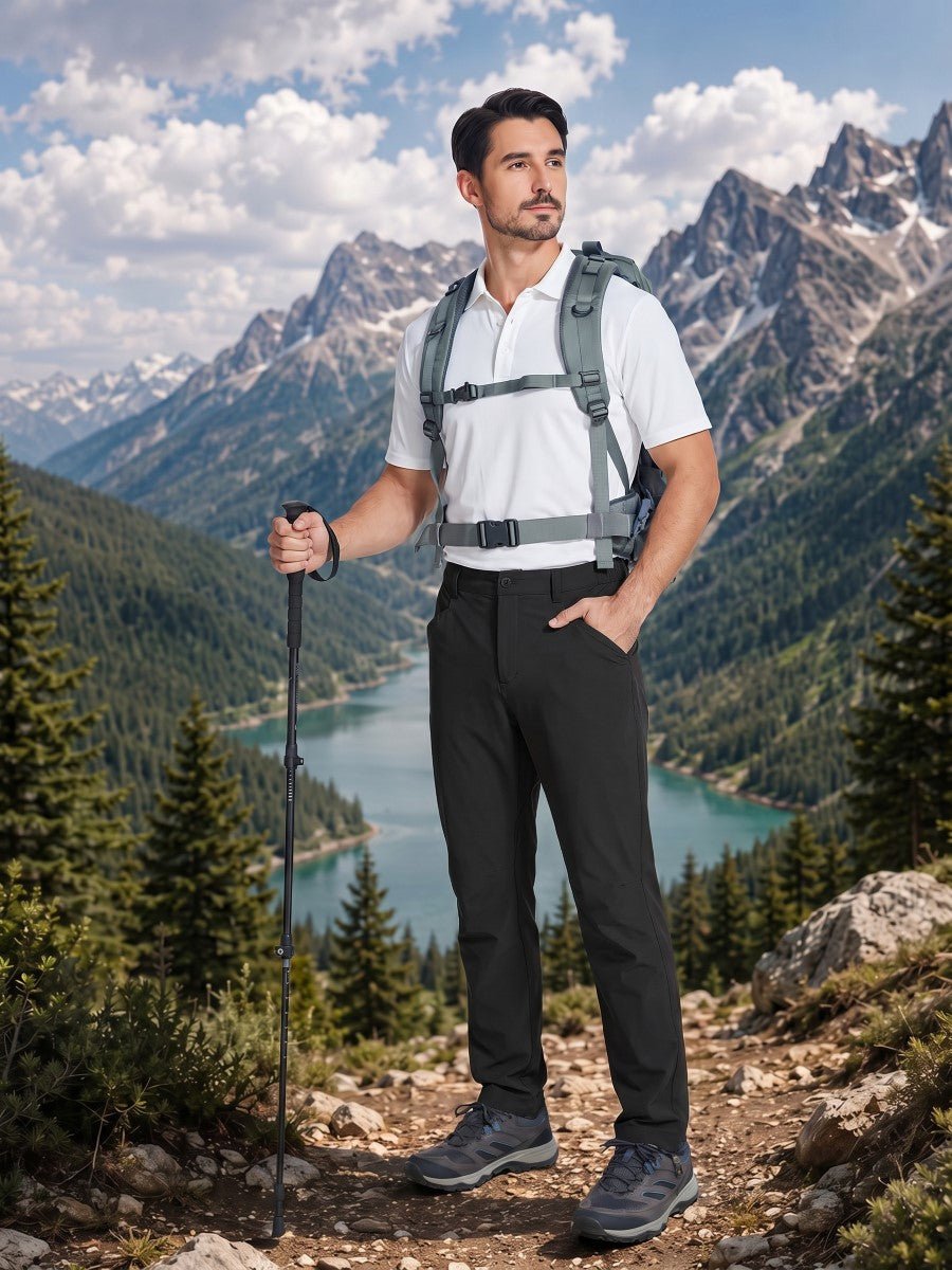 TACVASEN Black Men's Lightweight Quick Dry Ripstop Water Resistant Hiking Pants