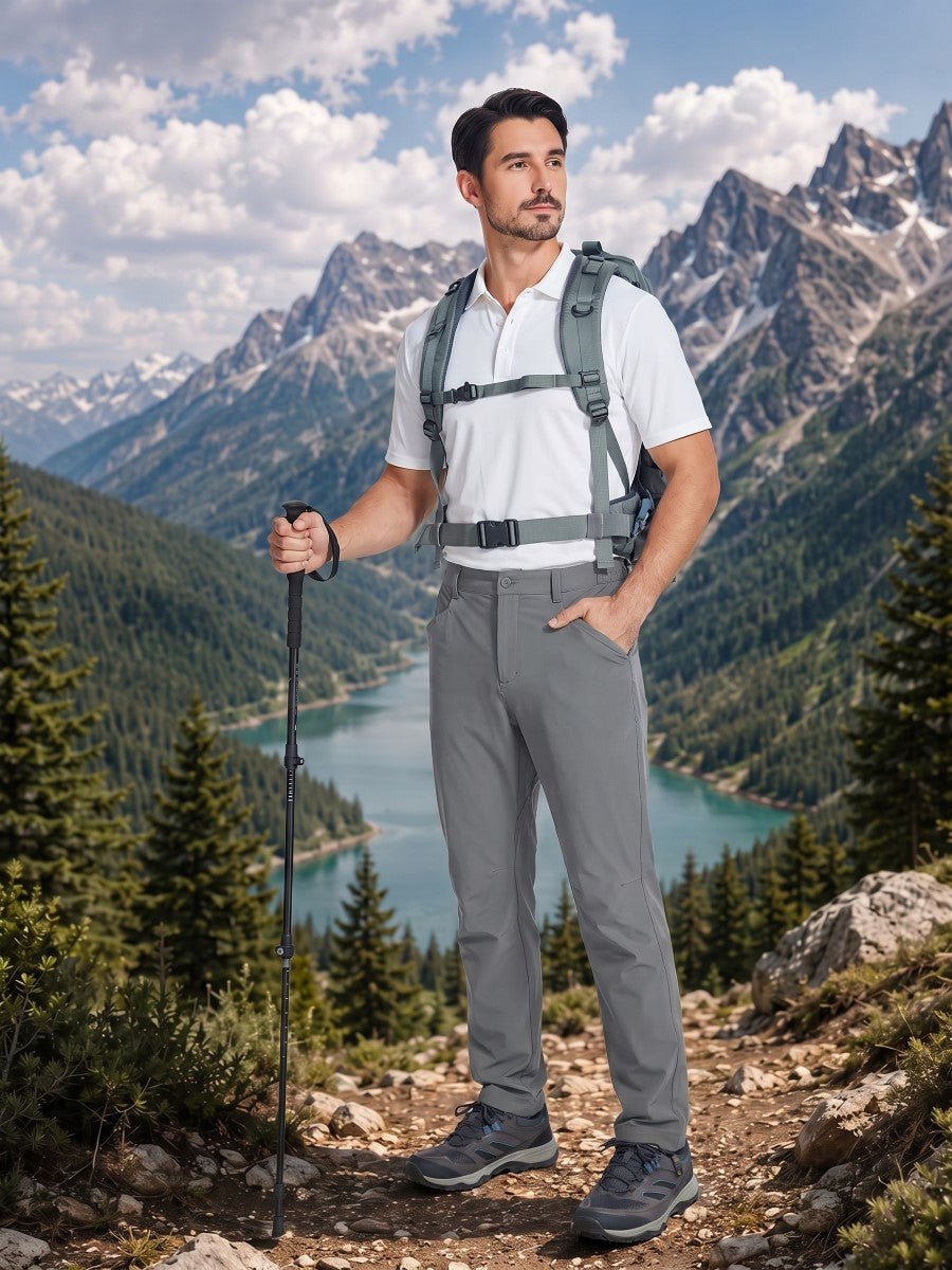 TACVASEN Light Grey Men's Lightweight Quick Dry Ripstop Water Resistant Hiking Pants