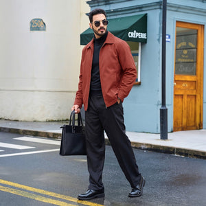 TACVASEN Orange Red Men's Lightweight Spring Jacket Lapel Collar Coat