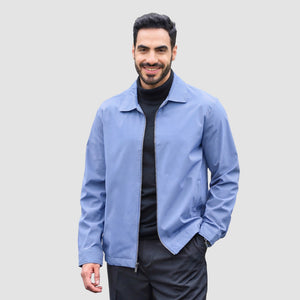 TACVASEN Light Blue Men's Lightweight Spring Jacket Lapel Collar Coat
