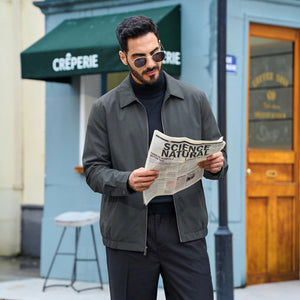 TACVASEN Dark Grey Men's Lightweight Spring Jacket Lapel Collar Coat