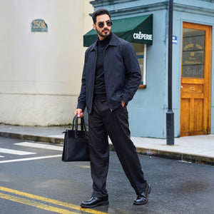 TACVASEN Navy Men's Lightweight Spring Jacket Lapel Collar Coat