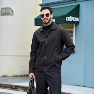 TACVASEN Black Men's Lightweight Spring Jacket Lapel Collar Coat