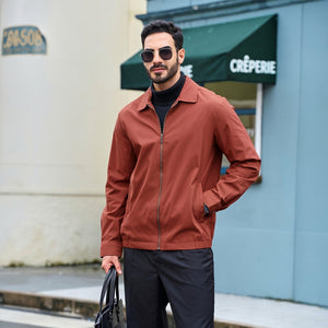 TACVASEN Orange Red Men's Lightweight Spring Jacket Lapel Collar Coat