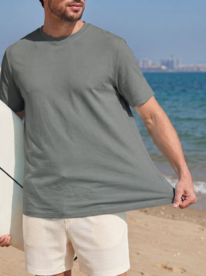 TACVASEN Medium Grey Men's Lightweight UPF 80+ Casual Crew Neck Tees