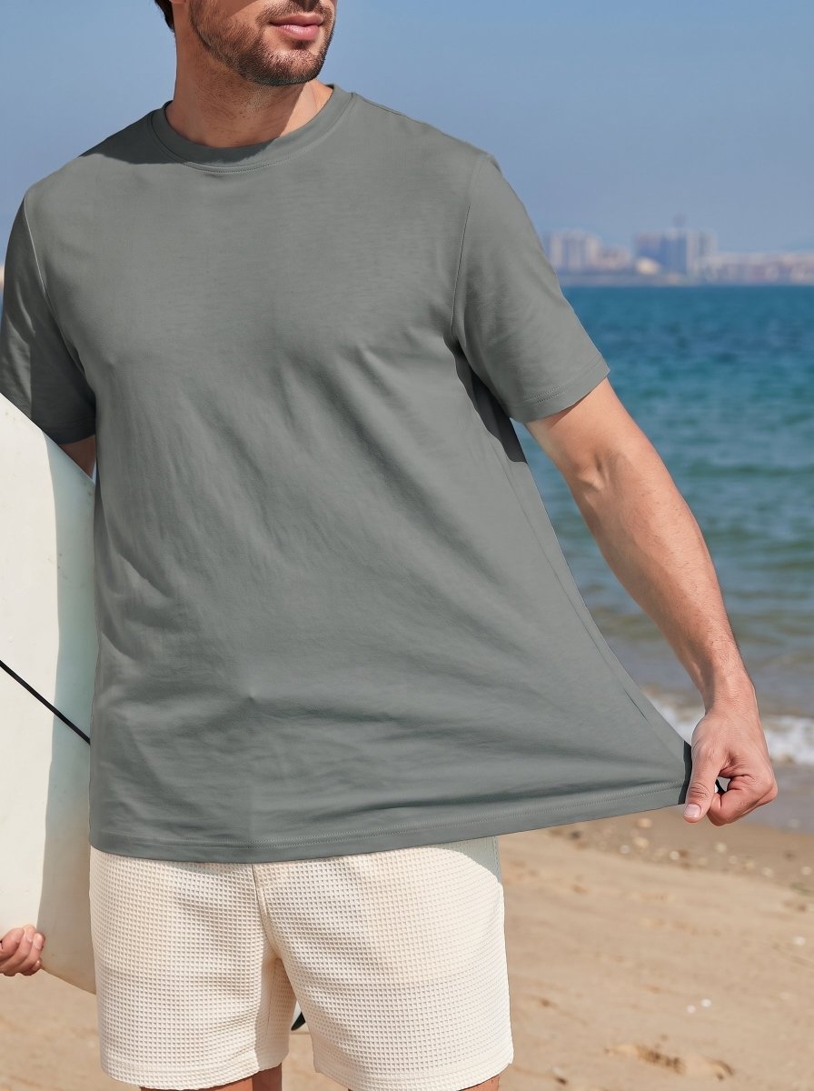 TACVASEN Medium Grey Men's Lightweight UPF 80+ Casual Crew Neck Tees