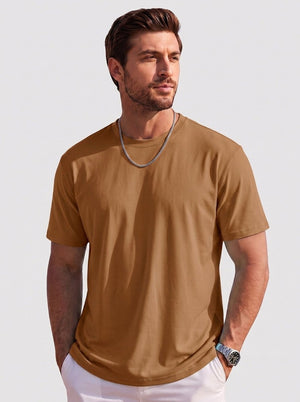 TACVASEN Brown Men's Lightweight UPF 80+ Casual Crew Neck Tees
