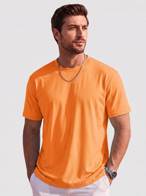 TACVASEN Fluorescent Orange Men's Lightweight UPF 80+ Casual Crew Neck Tees