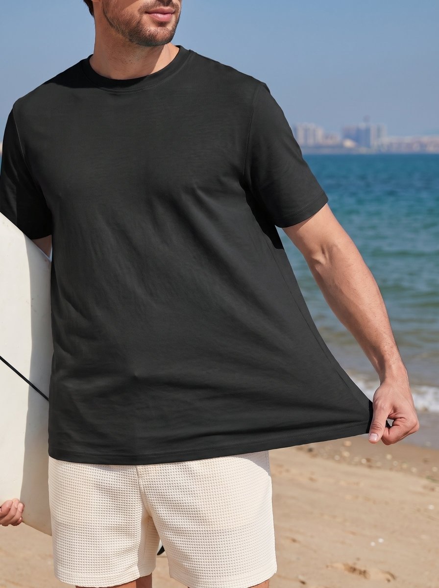 TACVASEN Black Men's Lightweight UPF 80+ Casual Crew Neck Tees