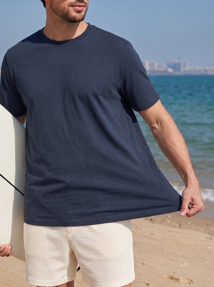 TACVASEN Navy Men's Lightweight UPF 80+ Casual Crew Neck Tees