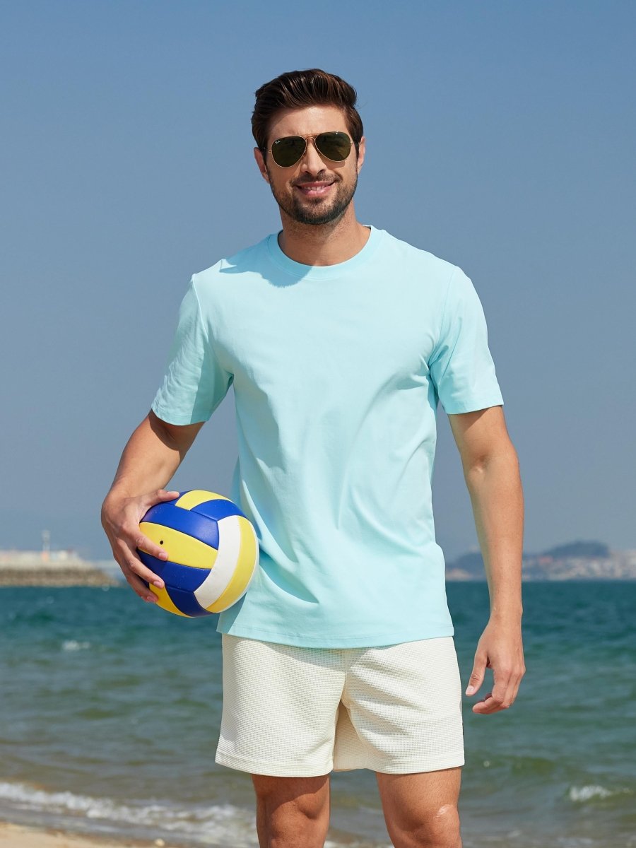 TACVASEN Blue Men's Lightweight UPF 80+ Casual Crew Neck Tees