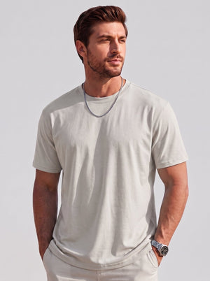 TACVASEN Light Grey Men's Lightweight UPF 80+ Casual Crew Neck Tees