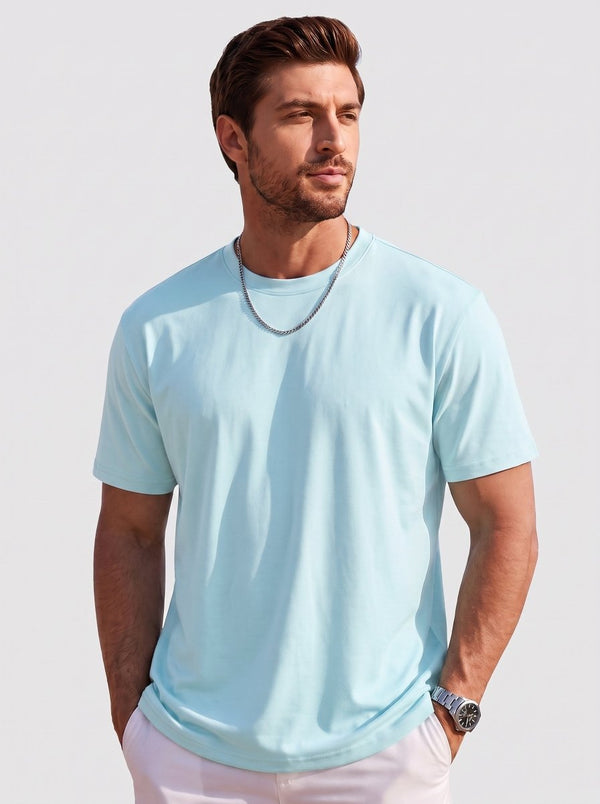 TACVASEN Blue Men's Lightweight UPF 80+ Casual Crew Neck Tees