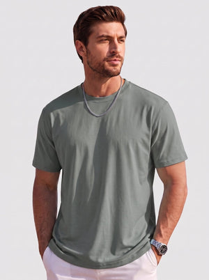 TACVASEN Medium Grey Men's Lightweight UPF 80+ Casual Crew Neck Tees