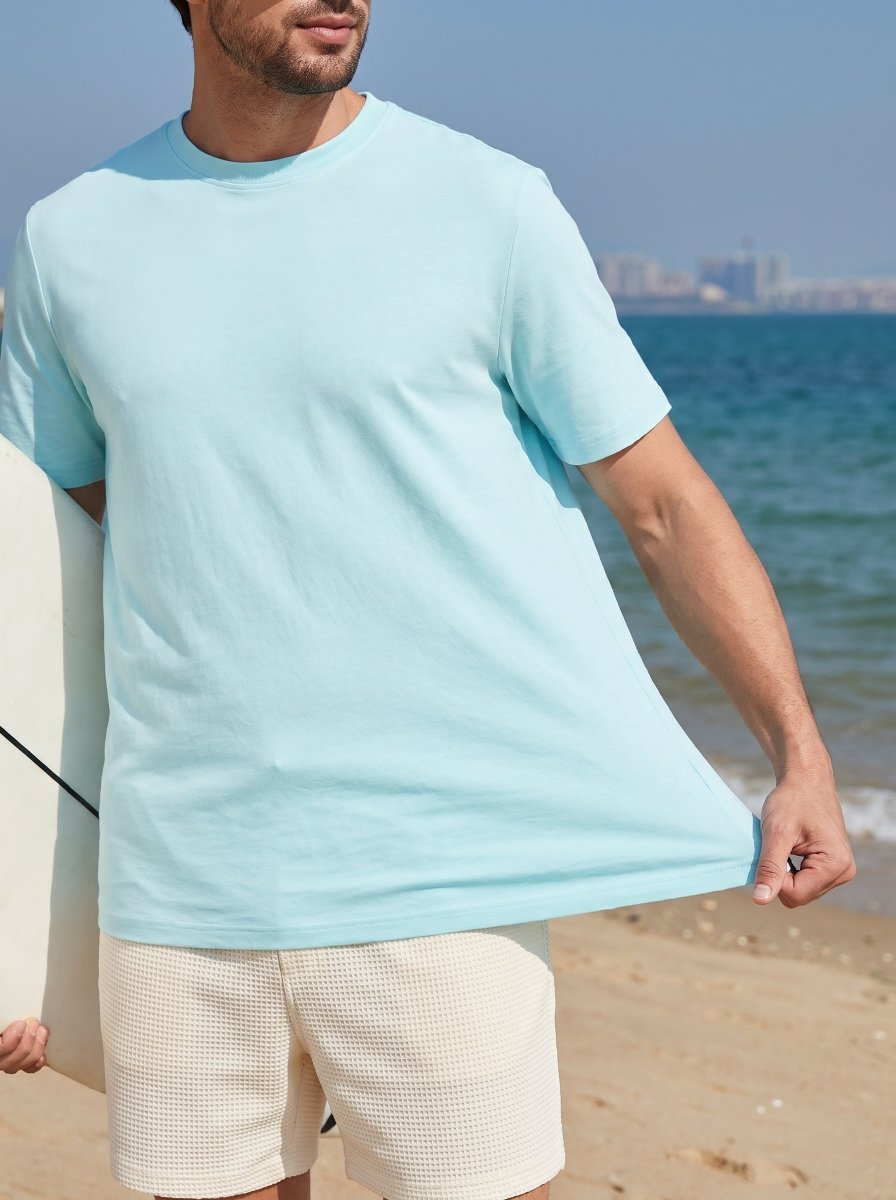 TACVASEN Blue Men's Lightweight UPF 80+ Casual Crew Neck Tees