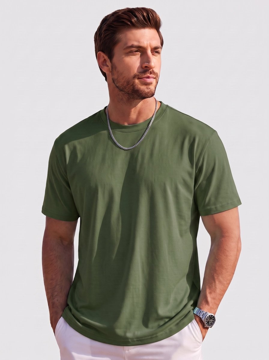 TACVASEN Army Green Men's Lightweight UPF 80+ Casual Crew Neck Tees