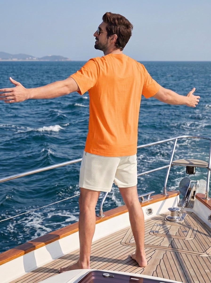 TACVASEN Fluorescent Orange Men's Lightweight UPF 80+ Casual Crew Neck Tees