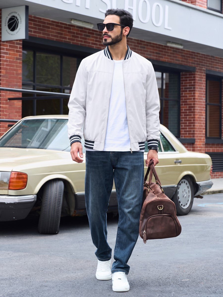 TACVASEN White Men's Lightweight Water Resistant Bomber Jacket