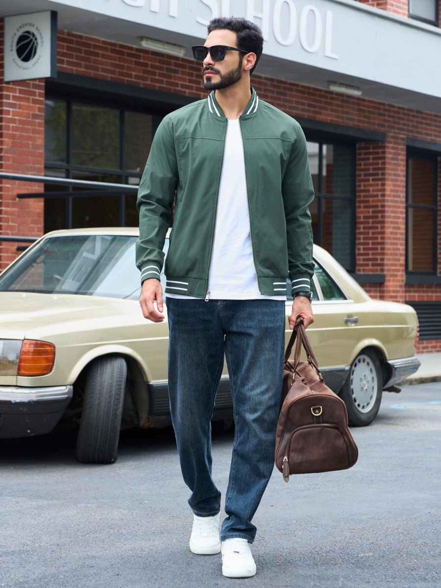 TACVASEN Army Green Men's Lightweight Water Resistant Bomber Jacket