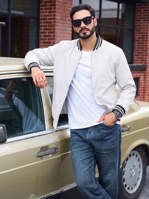 TACVASEN White Men's Lightweight Water Resistant Bomber Jacket