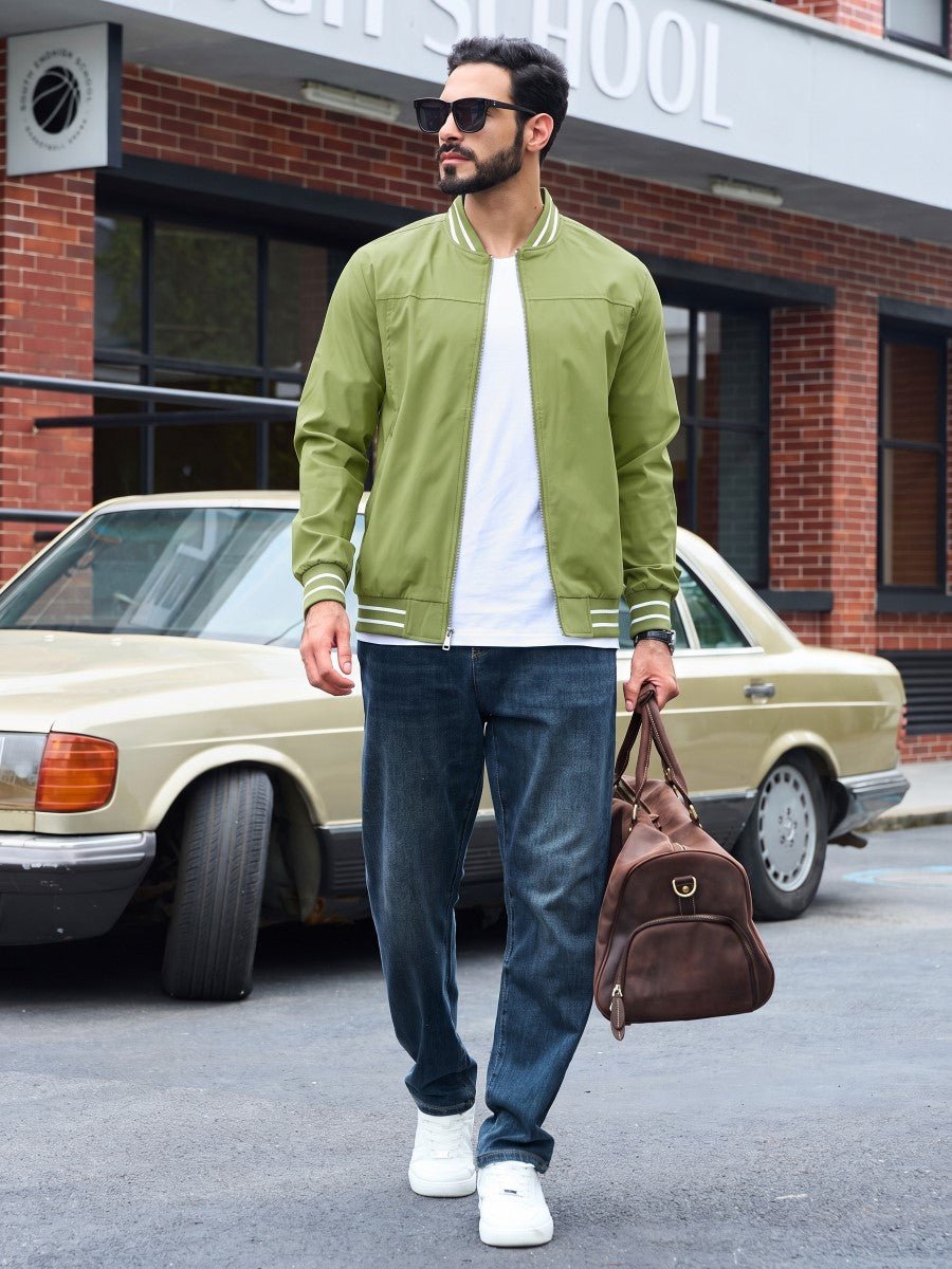 TACVASEN Olive Green Men's Lightweight Water Resistant Bomber Jacket