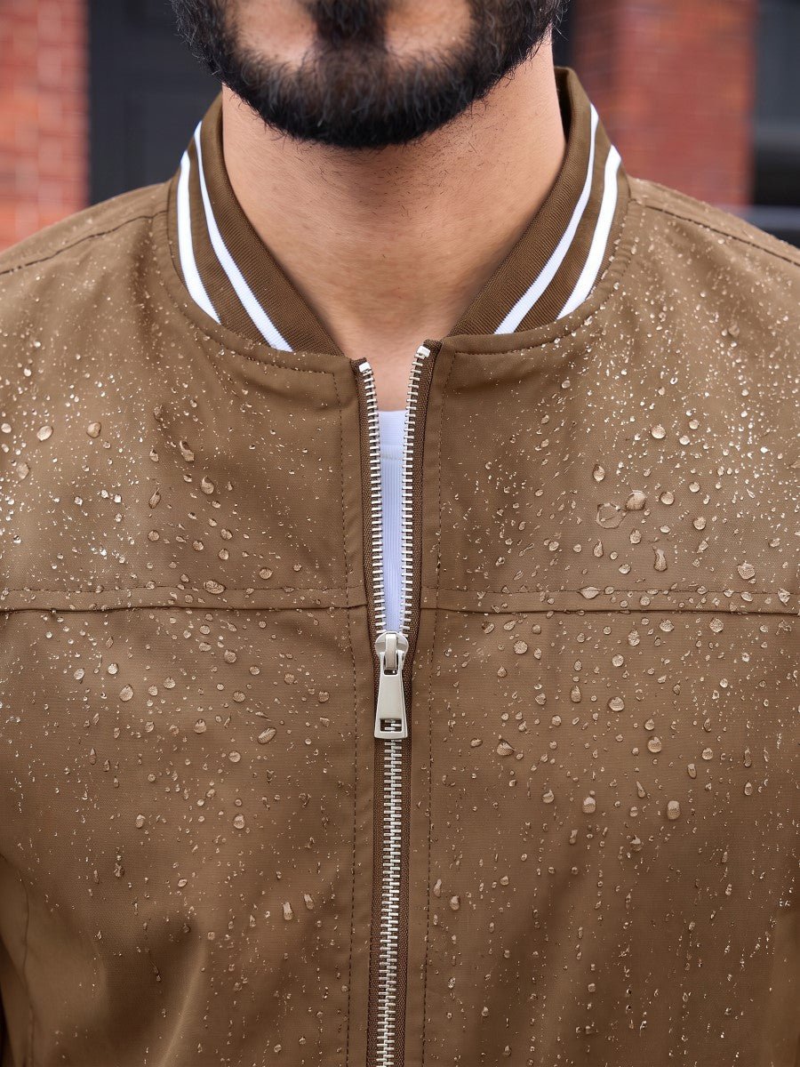 TACVASEN Brown Men's Lightweight Water Resistant Bomber Jacket