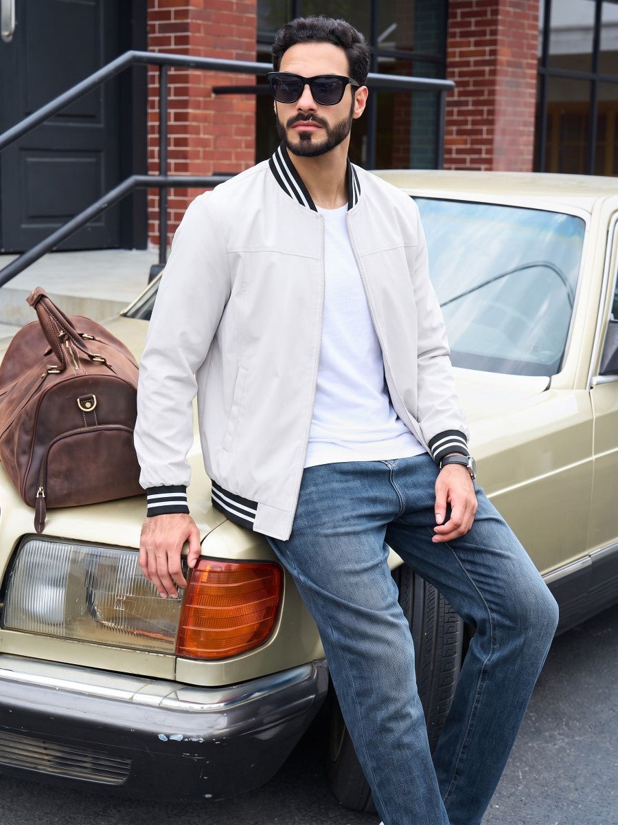 TACVASEN White Men's Lightweight Water Resistant Bomber Jacket