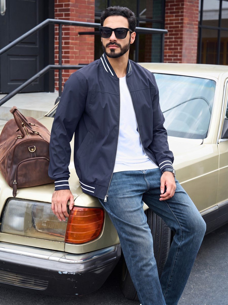TACVASEN Navy Men's Lightweight Water Resistant Bomber Jacket