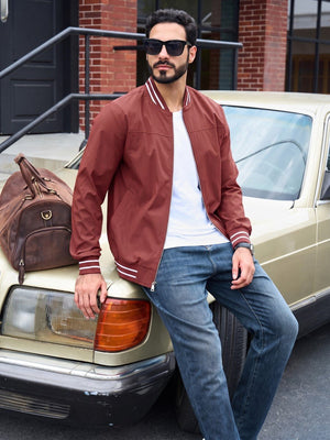 TACVASEN Orange Red Men's Lightweight Water Resistant Bomber Jacket