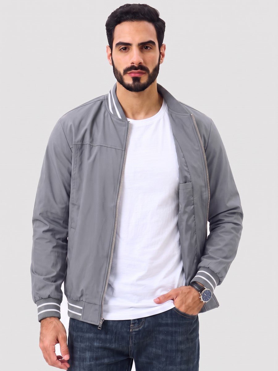 TACVASEN Light Grey Men's Lightweight Water Resistant Bomber Jacket