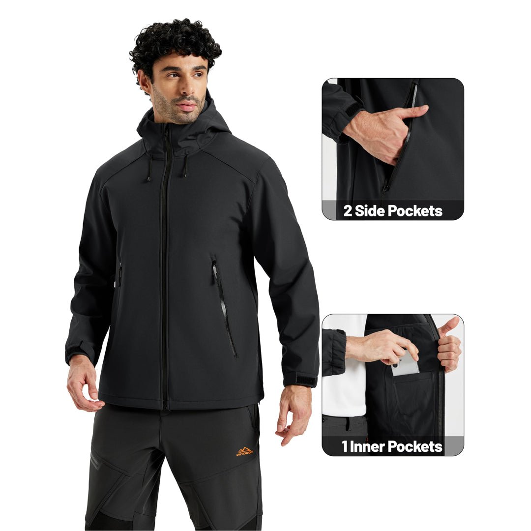 TACVASEN Black Lightweight Softshell Outdoor Tactical Jacket