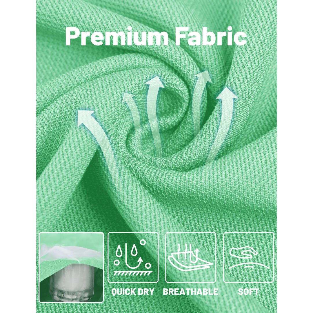 TACVASEN Mint Green Long Sleeve Quick Dry Tactical Performance Polo Shirt