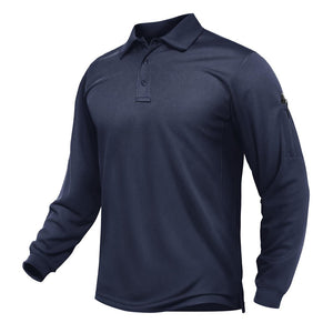 TACVASEN Navy Long Sleeve Quick Dry Tactical Performance Polo Shirt