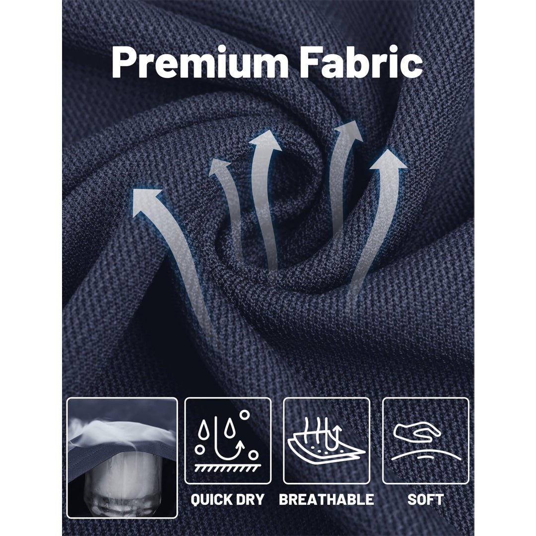 TACVASEN Navy Long Sleeve Quick Dry Tactical Performance Polo Shirt