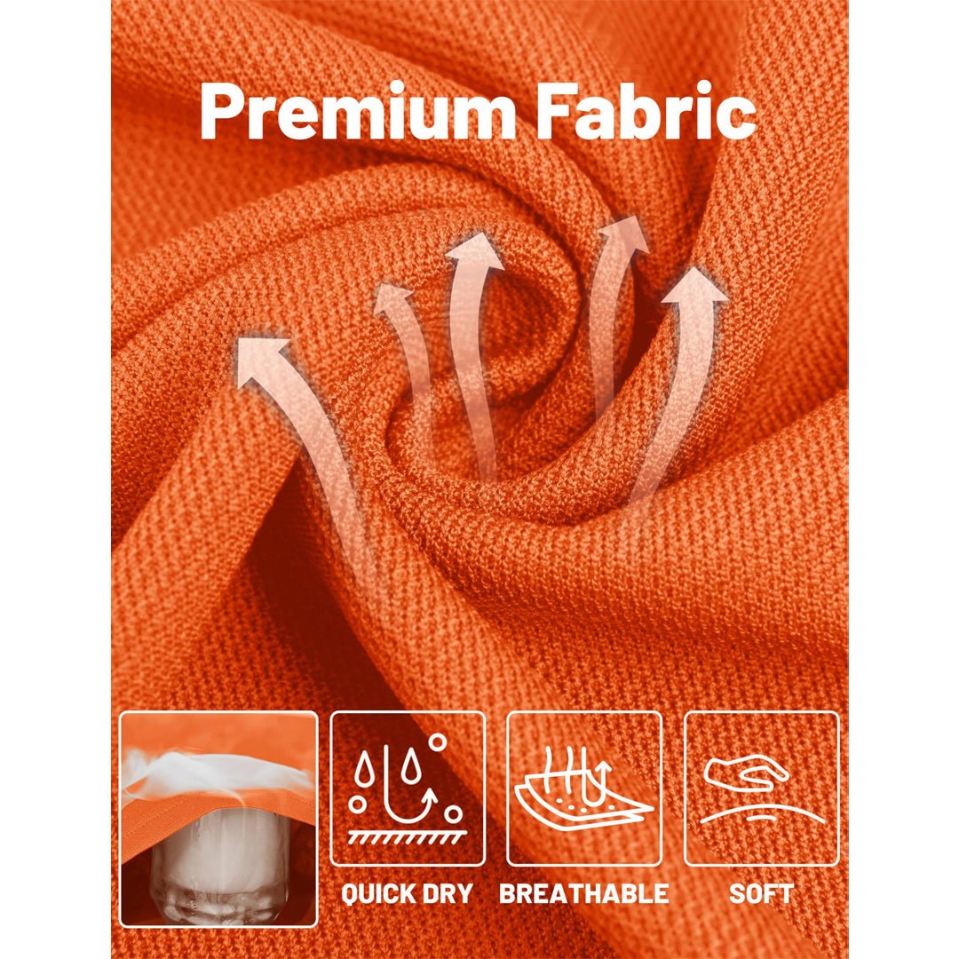 TACVASEN Orange Long Sleeve Quick Dry Tactical Performance Polo Shirt