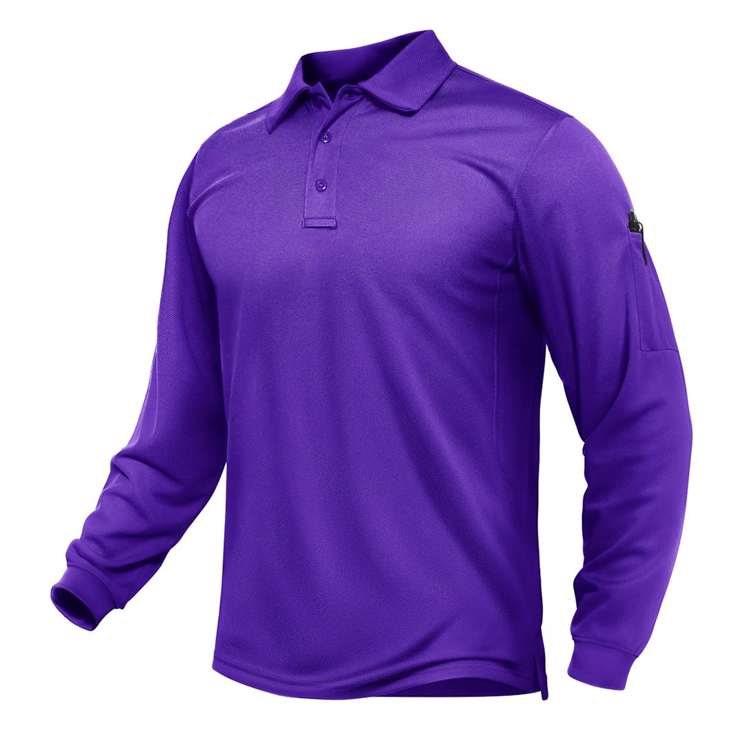TACVASEN Purple Long Sleeve Quick Dry Tactical Performance Polo Shirt