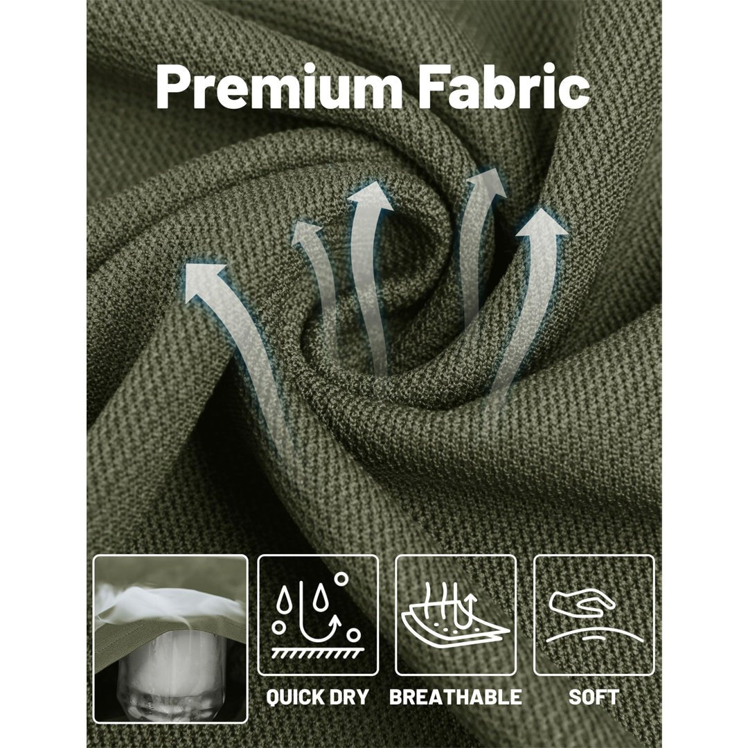 TACVASEN Army Green Long Sleeve Quick Dry Tactical Performance Polo Shirt
