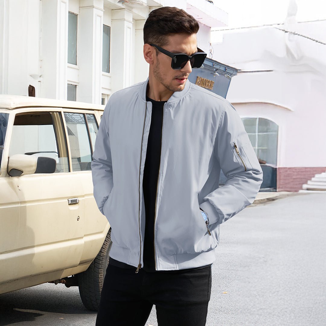 TACVASEN Khaki Vintage Bomber Jacket Padded Lined Coat