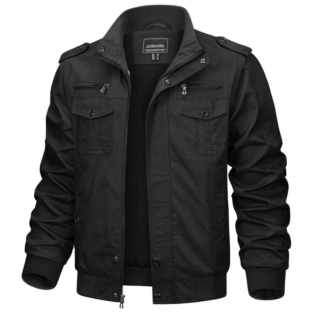 TACVASEN Black Men's Military Cargo Jacket Lightweight Tactical Windbreaker